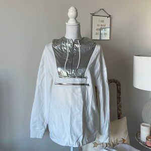 J-Crew White Metallic Hoodie